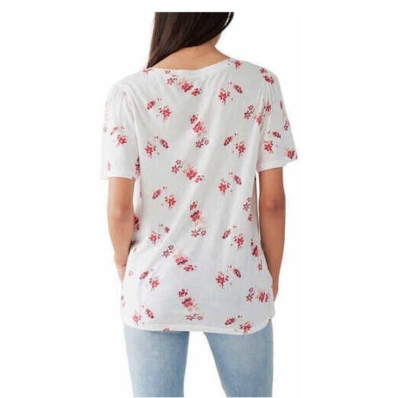 Lucky Brand Women's Flutter Sleeve Floral Blouse White Size S $45 8HL119 - Picture 2 of 3